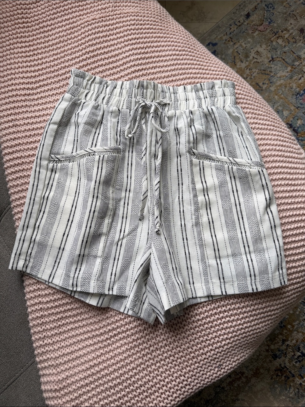 Sienna Sky Striped Drawstring Women’s Shorts - White & Black